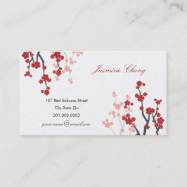 Cartão De Visita Red Sakura Cherry Blossoms Oriental Zen Asiático