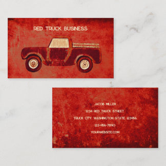 Cartão De Visita Red Truck Vintage Textura Antiga