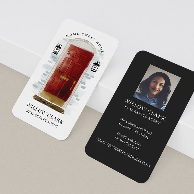 Cartão De Visita Red Watercolor Front Doation Agent (Criador carregado)