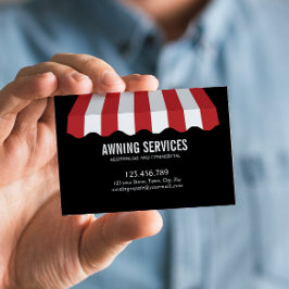 Cartão De Visita Red White Adwning Services Clearing Professional
