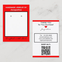 Cartão De Visita Red White Jewelry Earrings Website QR Code