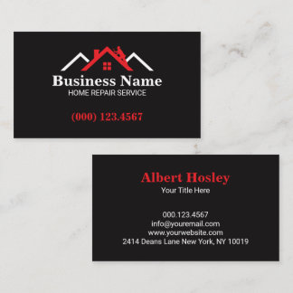 Cartão De Visita Red White Roofing House Climber Business Card