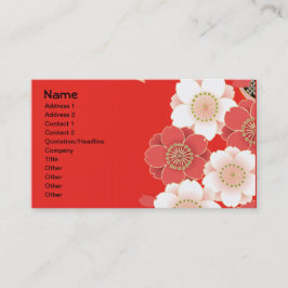 Cartão De Visita Red & White Sakura Japan Kimono