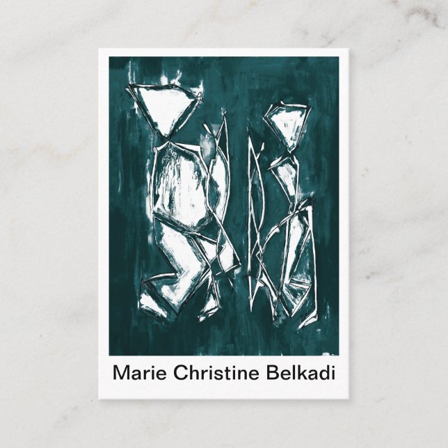 Cartão De Visita Rede Artística de Cinzas Teais Moderna Abstrato Da (Frente)