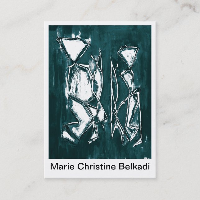 Cartão De Visita Rede Artística de Cinzas Teais Moderna Abstrato Da (Frente)