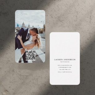 Cartão De Visita Rede Moderna de Fotos com Código QR Minimalista