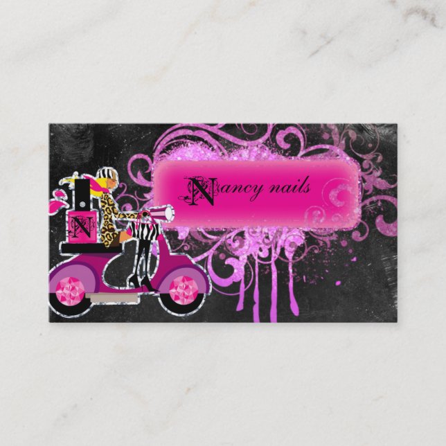 Cartão De Visita Redemoinhos do polonês do brilho da menina do (Frente)