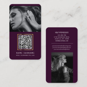 Cartão De Visita redes roxas redes sociais imagens de código QR Bu