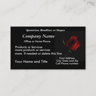 Cartão De Visita RedRose no preto BizCard-personaliza
