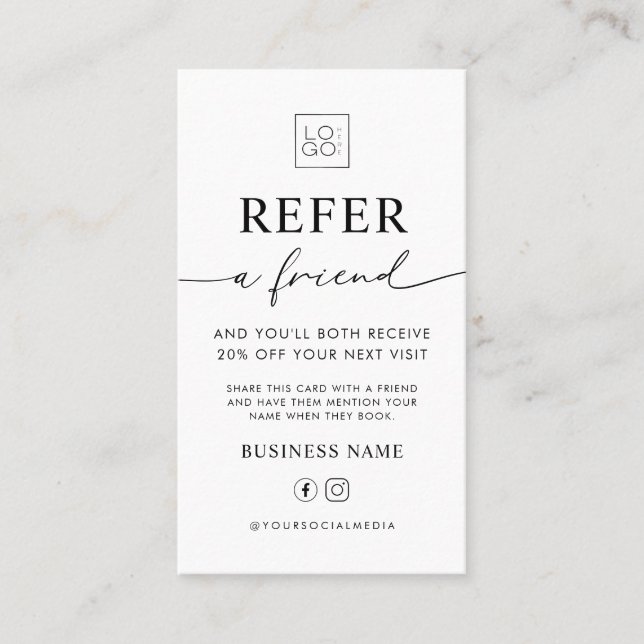 Cartão De Visita Refer A Friend Business Editable Referral Card (Frente)