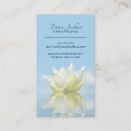Cartão De Visita Refletindo Lotus Flower Yoga Instrutor Light Blue