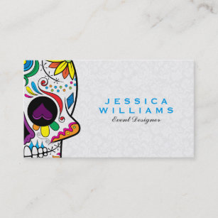 Cartão De Visita Refletor Colorido - Pele de Açúcar Floral e Damasc