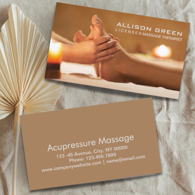 Cartão De Visita Reflexologia Terapêutica de Massagem de Acupresas  (Reflexology Acupressure Foot Massage therapist Business Card)