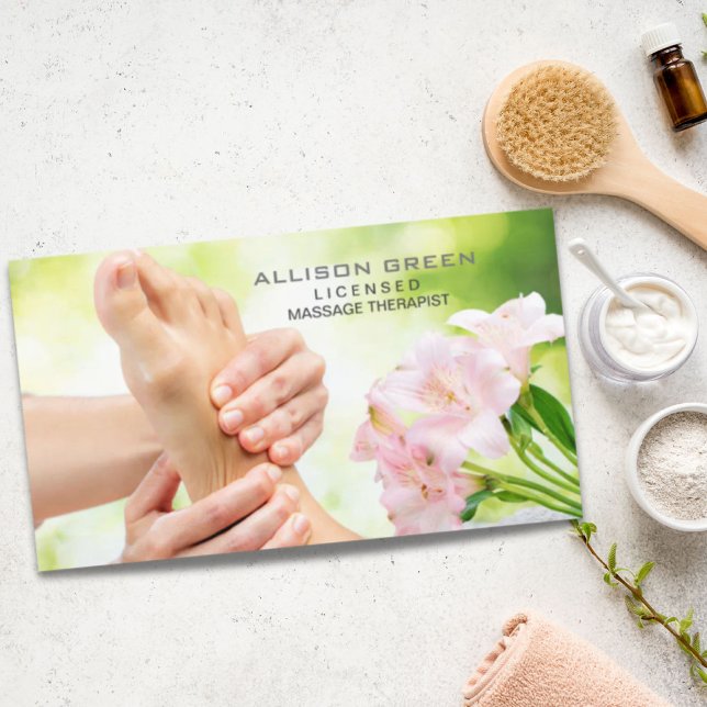 Cartão De Visita Reflexologia Terapêutica de Massagem de Acupresas  (Reflexology Acupressure Foot Massage therapist Business Card)