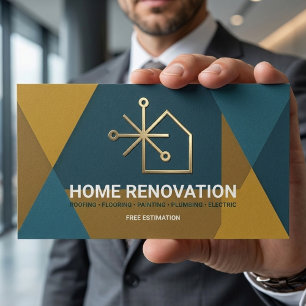 Cartão De Visita Reforma Geométrica de Casa em Estilo Modernista de