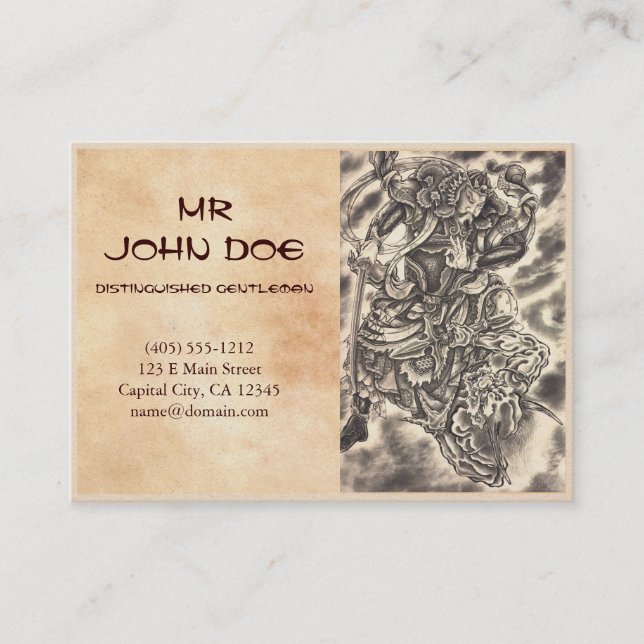 Cartão De Visita Refrigere a luta japonesa do samurai do demónio do (Frente)