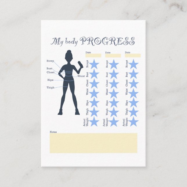 Cartão De Visita registrando seu progresso em exercícios físicos (Frente)