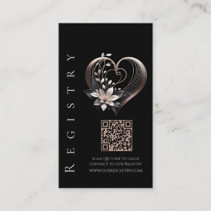 Cartão De Visita Registro de Casamento - Coração Rosa Moderno com F