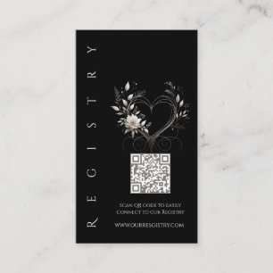 Cartão De Visita Registro de Casamento - Flores Brancas com Coração