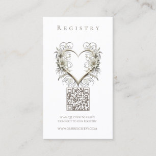 Cartão De Visita Registro de Casamento - Flores Modernas com Coraçã