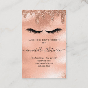 Cartão De Visita Registro de Cliente de Extensão Eyelash Dourada d