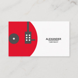 Cartão De Visita Registro de vinil DJ Vermelho Moderno