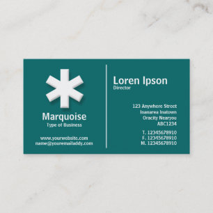Cartão De Visita Regra Média Asterisco Branco - Verde Aqua (006666)