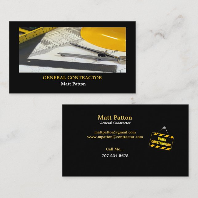 Cartão De Visita Régua de Esquemas de Construção do Contratante Ger (Frente/Verso)