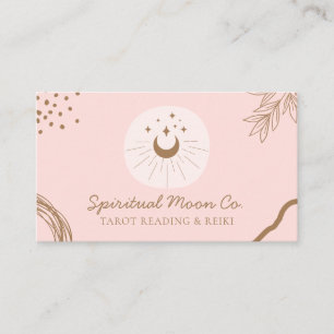Cartão De Visita Reiki Espiritual Estrelas Lua Rosa Simples Rubor