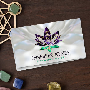 Cartão De Visita Reiki Healing Mands and Lotus - Ametist & Jade