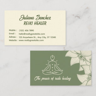 Cartão de Visita Reiki Lótus Verde Escuro