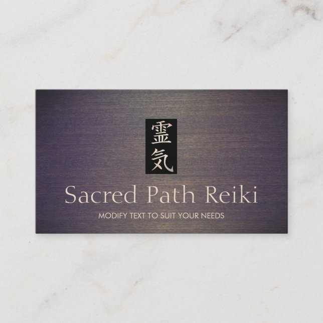 Cartão De Visita Reiki Master Dourado Hanko - Símbolo madeira (Frente)