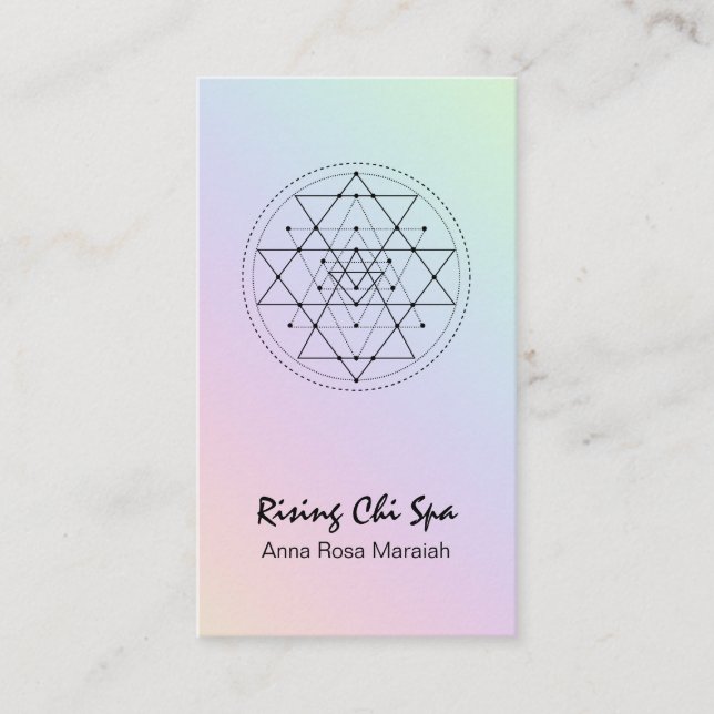 Cartão De Visita *~* Reiki Yoga Rainbow Sagrado Geometry Pastel (Frente)
