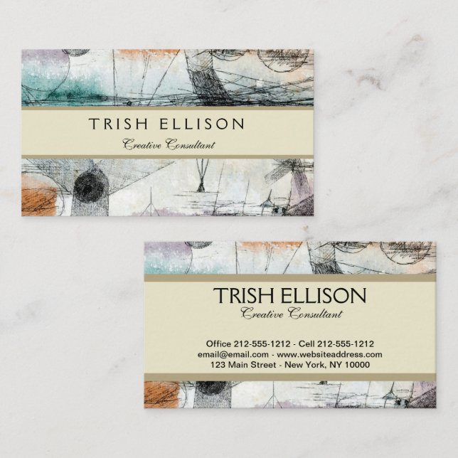 Cartão De Visita Reino de Air Paul Klee Abstrato Expressionista (Frente/Verso)