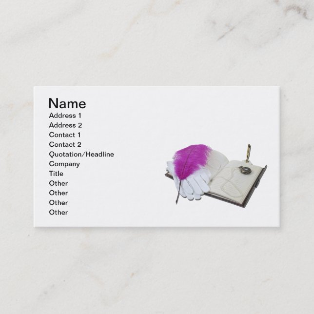 Cartão De Visita Relógio das luvas da caneta do livro (Frente)
