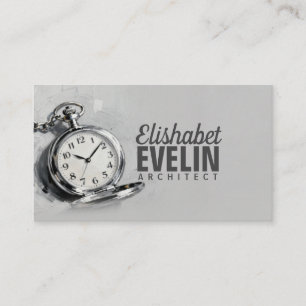 Cartão De Visita Relógio de Bolso Prateado Painterly g543
