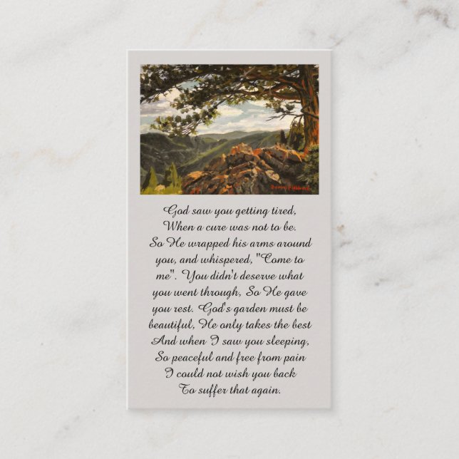 Cartão De Visita Remembrance Green Orange Blue Sympathy Card (Frente)