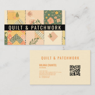 Cartão De Visita Remendo de Colcha Amarela de Pêssego Patchwork Rou