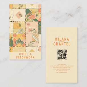 Cartão De Visita Remendo de Colcha Amarela de Pêssego Patchwork Rou