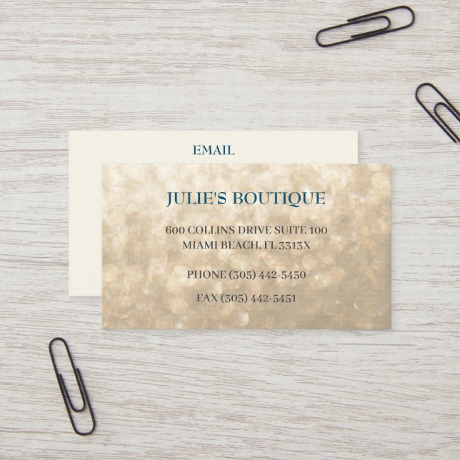 Cartão De Visita Remessa Dourada de Roupas Iridescente (Frente/Verso In Situ)