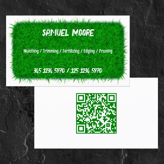 Cartão De Visita Remo de Laços QR (Lawn Mowing QR Business Cards)