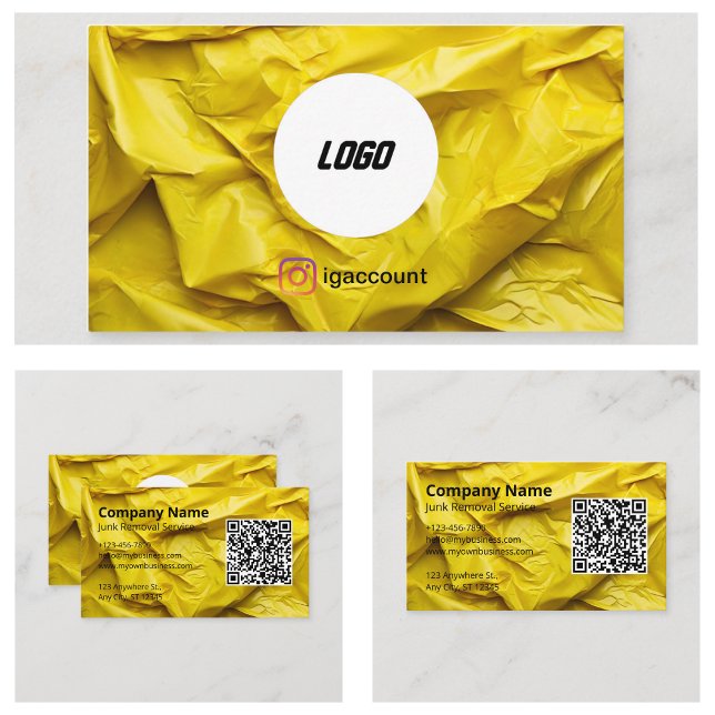 Cartão De Visita Remoção de Lixo Amarelo (Yellow Junk Removal Business Card
)