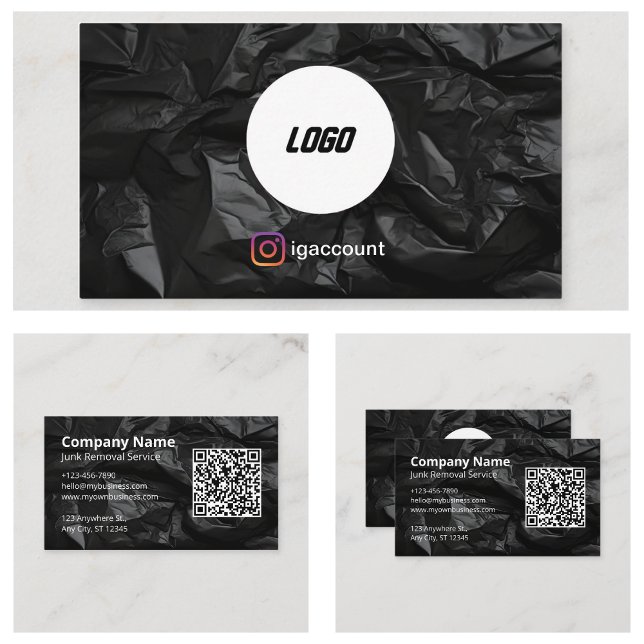 Cartão De Visita Remoção de lixo preto (Black Junk Removal Business Card
)