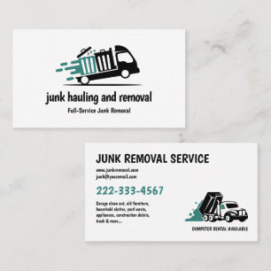 CARTÃO DE VISITA REMOÇÃO DE LIXO TRANSPORTE DE RESÍDUOS TEAL PRETO