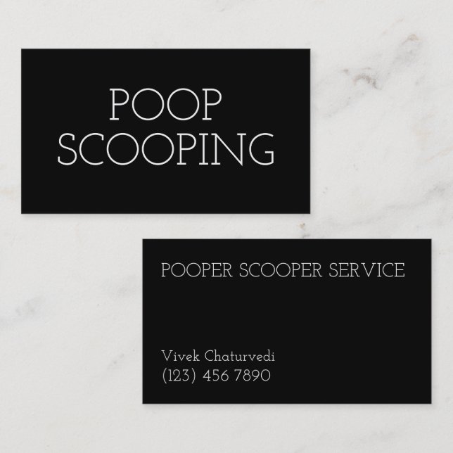 Cartão De Visita Remoção de resíduos de animais pretos simples (Frente/Verso)
