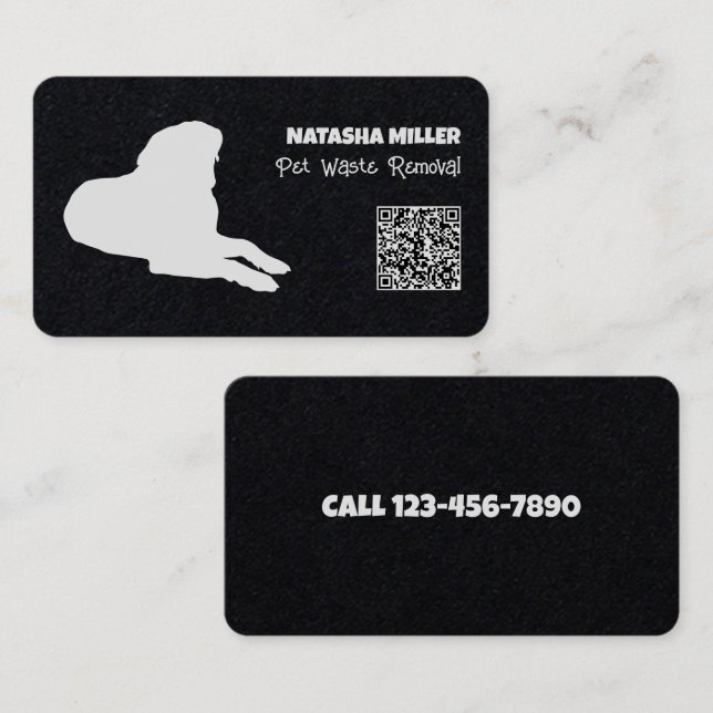 Cartão De Visita Remoção de Resíduos de Pet QR (Frente/Verso)