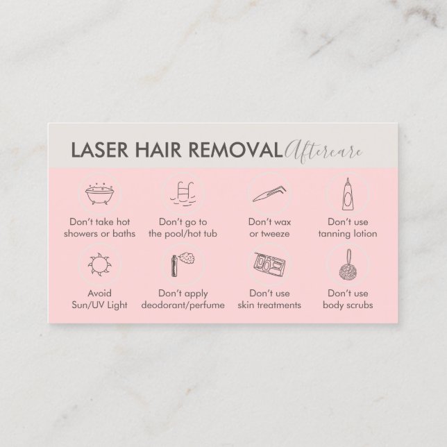 Cartão De Visita Remoção do cabelo do laser bege rosa após o atendi (Verso)