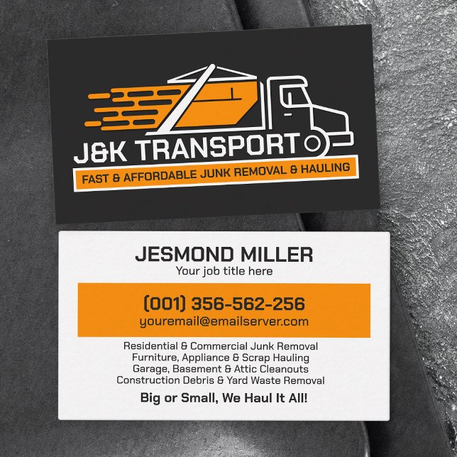 Cartão De Visita Remoção e Hauling de Lixo (Criador carregado)