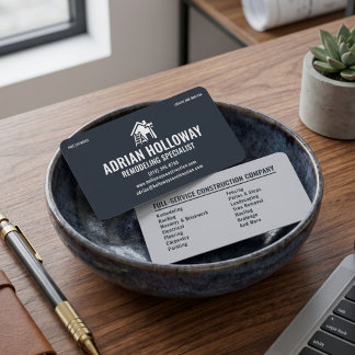 Cartão De Visita Remodeling Specialist Contractor Modern Charcoal