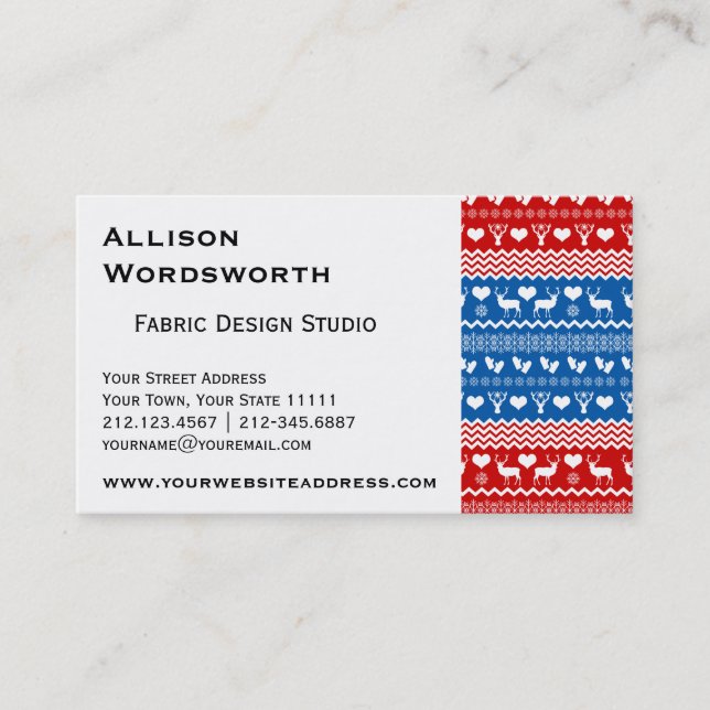 Cartão De Visita Rena, flocos de neve e mitenes da camisola do (Frente)